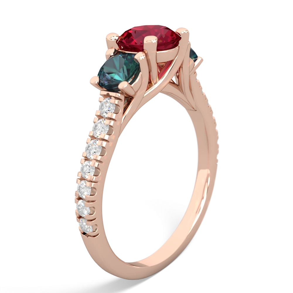 Lab Ruby Pave Trellis 14K Rose Gold ring R5500