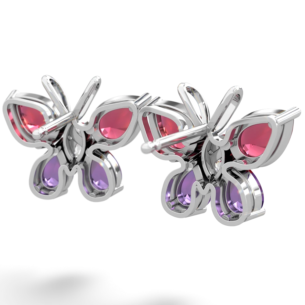 Lab Ruby Butterfly 14K White Gold earrings E2215