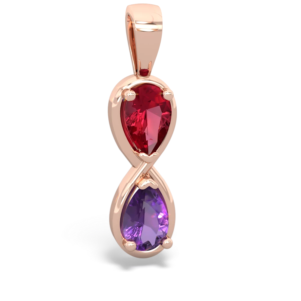 Lab Ruby Infinity 14K Rose Gold pendant P5050