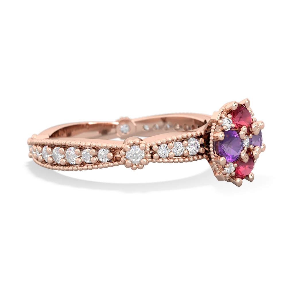 Lab Ruby Sparkling Tiara Cluster 14K Rose Gold ring R26293RD