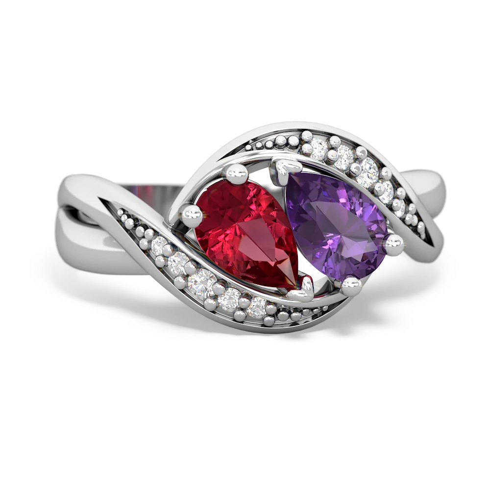 Lab Ruby Summer Winds 14K White Gold ring R5342