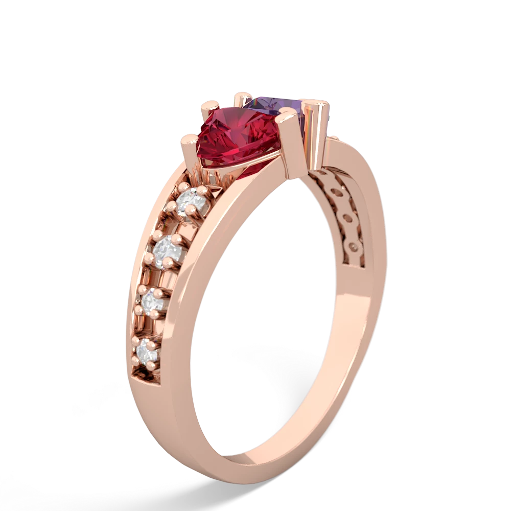 Lab Ruby Heart To Heart 14K Rose Gold ring R3342