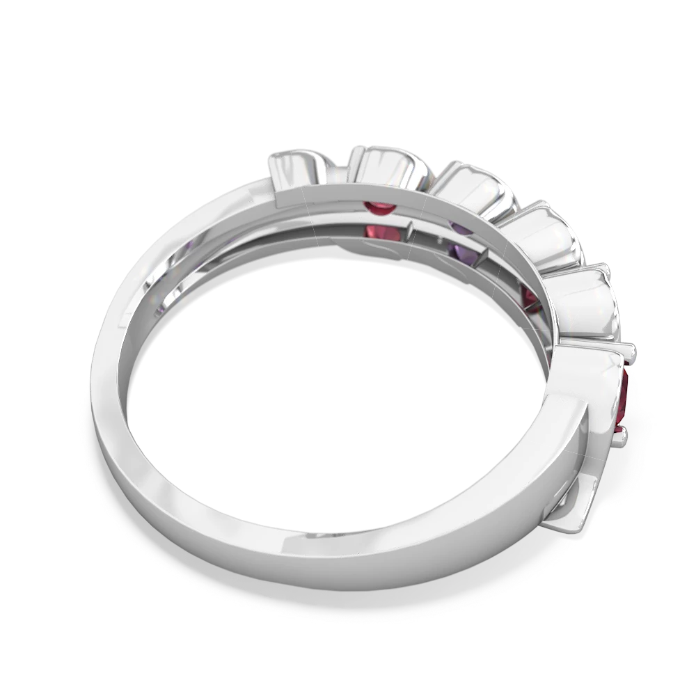 Lab Ruby Anniversary Band 14K White Gold ring R2089