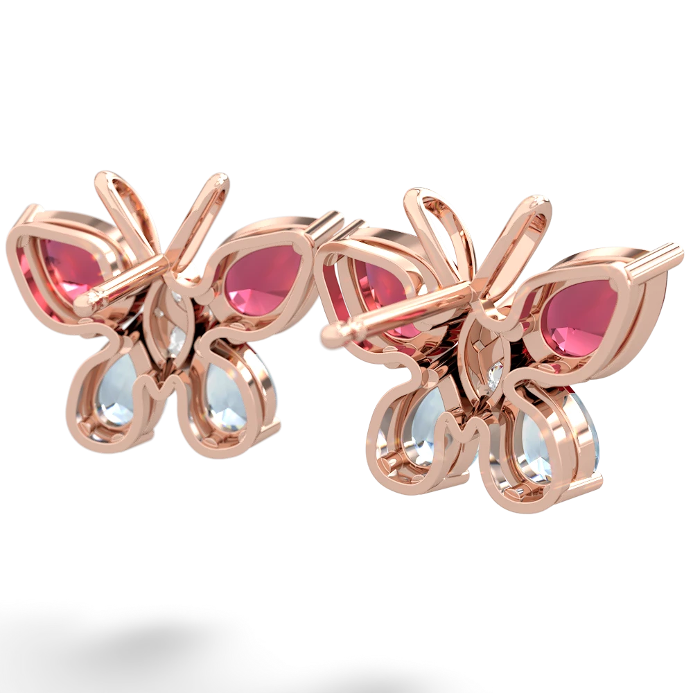 Lab Ruby Butterfly 14K Rose Gold earrings E2215