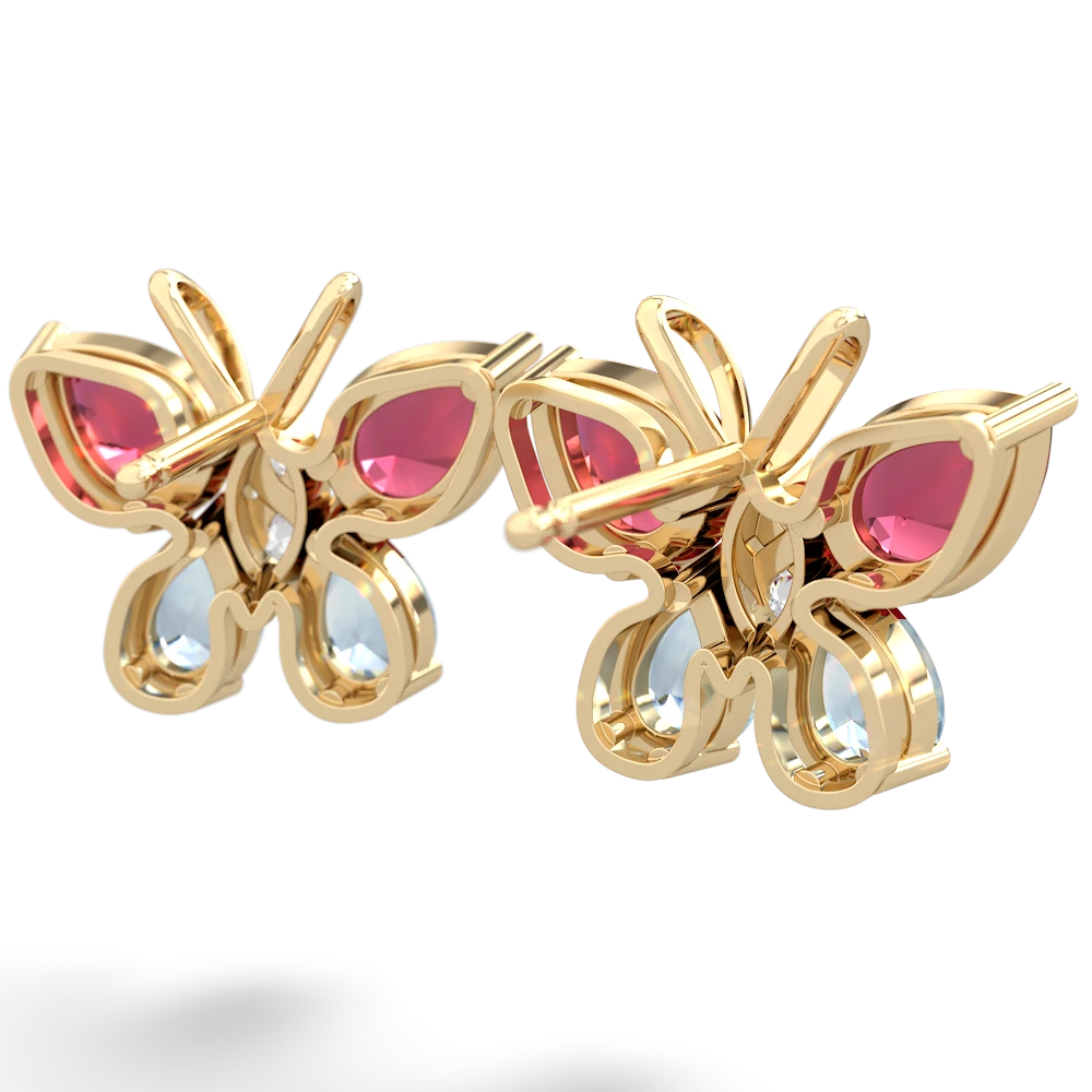 Lab Ruby Butterfly 14K Yellow Gold earrings E2215