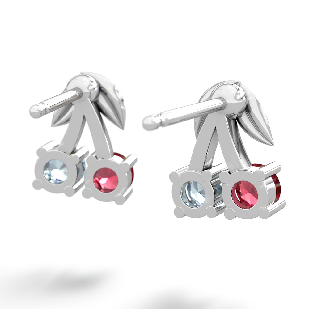 Lab Ruby Sweet Cherries 14K White Gold earrings E7001