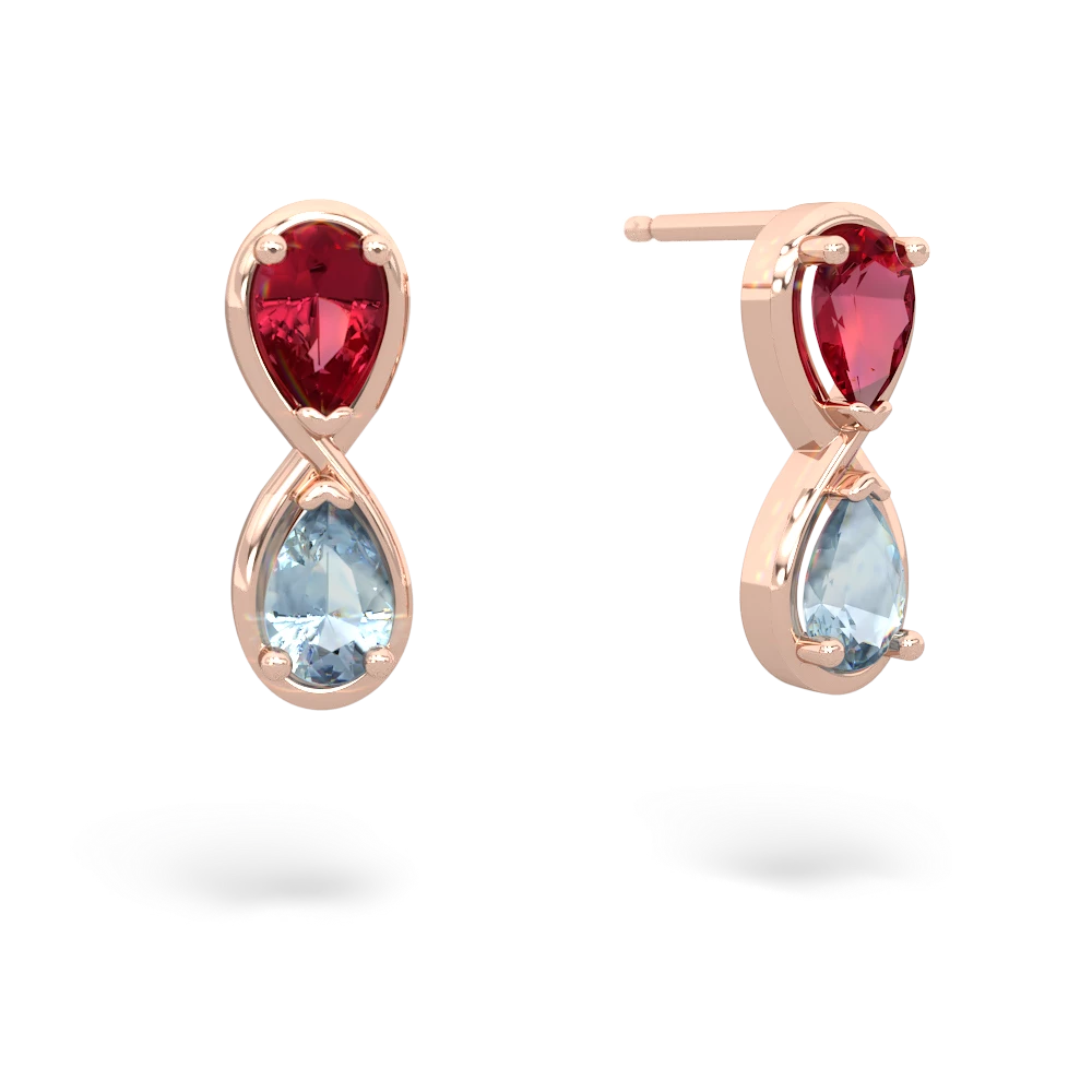 Lab Ruby Infinity 14K Rose Gold earrings E5050