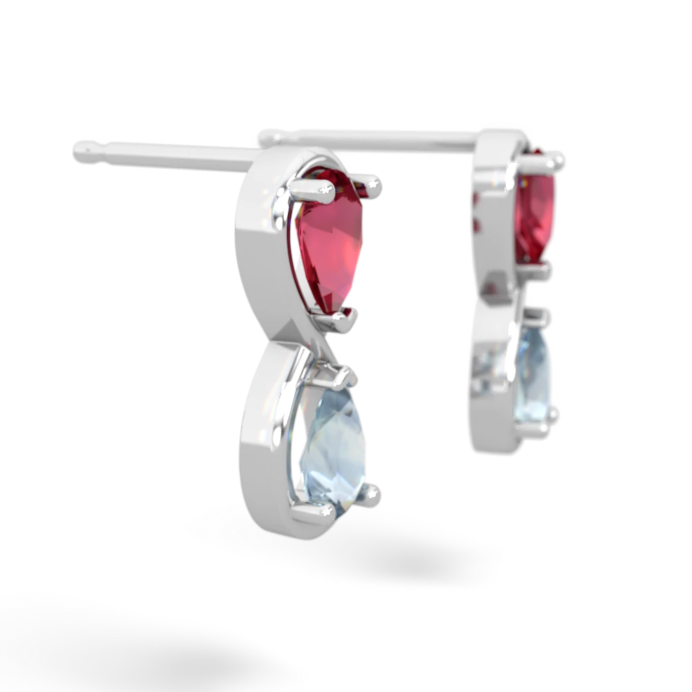 Lab Ruby Infinity 14K White Gold earrings E5050