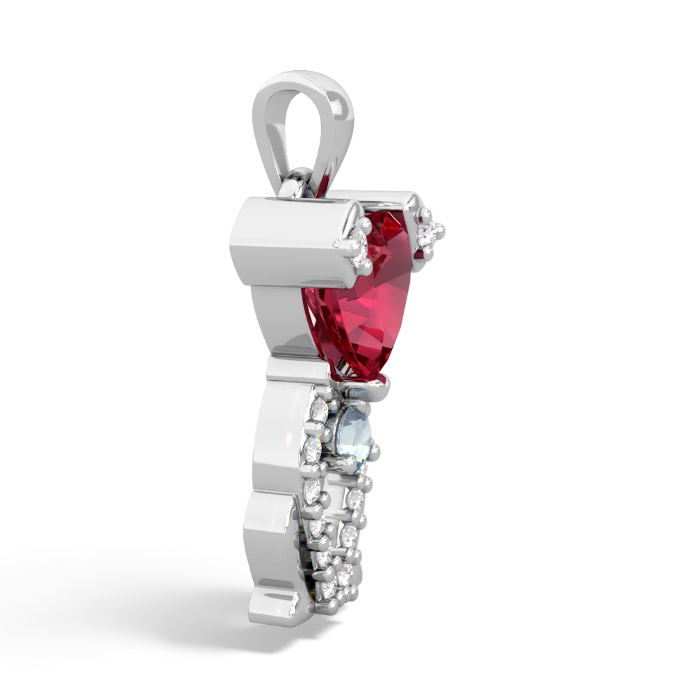 Lab Ruby Puppy Love 14K White Gold pendant P5800