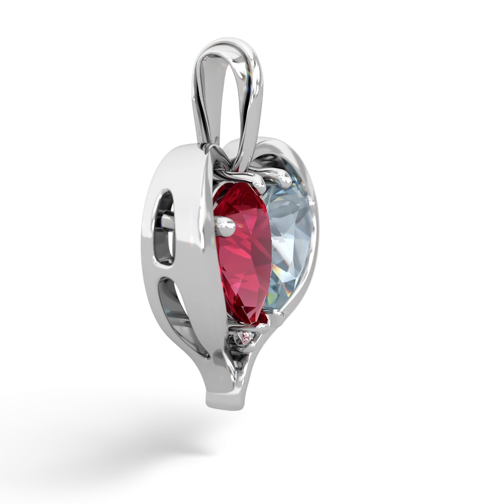 Lab Ruby Two Become One 14K White Gold pendant P5330