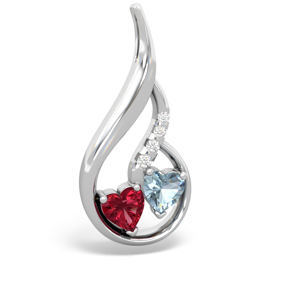 Lab Ruby Keepsake Curves 14K White Gold pendant P5450
