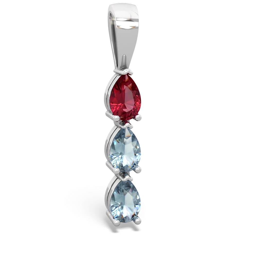 Lab Ruby Dew Drops 14K White Gold pendant P2251