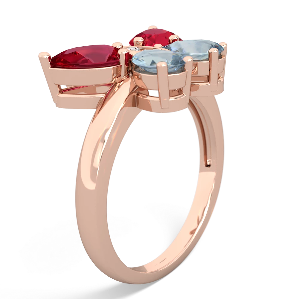 Lab Ruby Butterfly 14K Rose Gold ring R2215