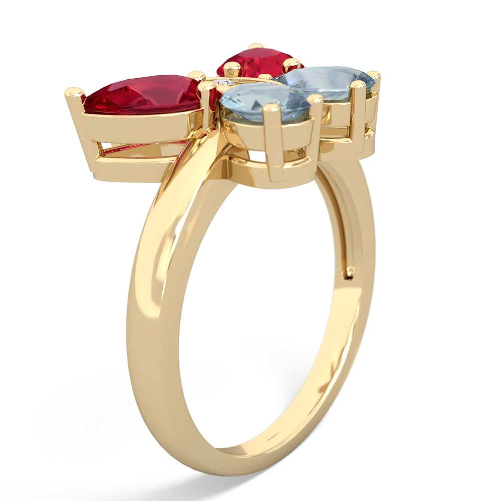 Lab Ruby Butterfly 14K Yellow Gold ring R2215