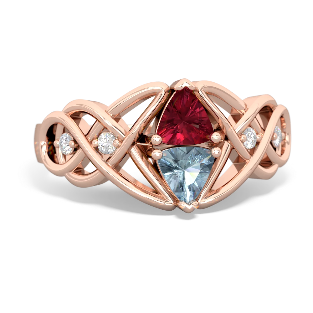 Lab Ruby Keepsake Celtic Knot 14K Rose Gold ring R5300