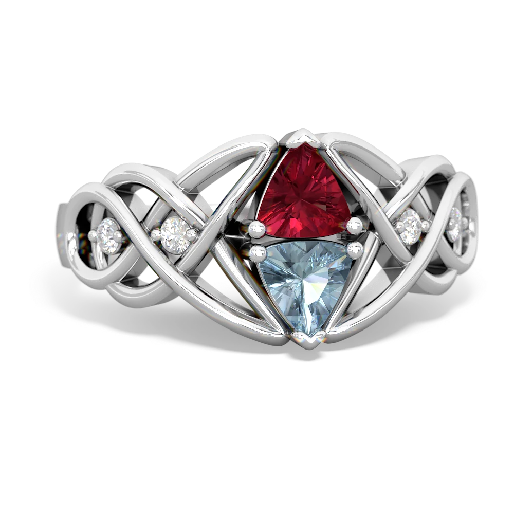 Lab Ruby Keepsake Celtic Knot 14K White Gold ring R5300