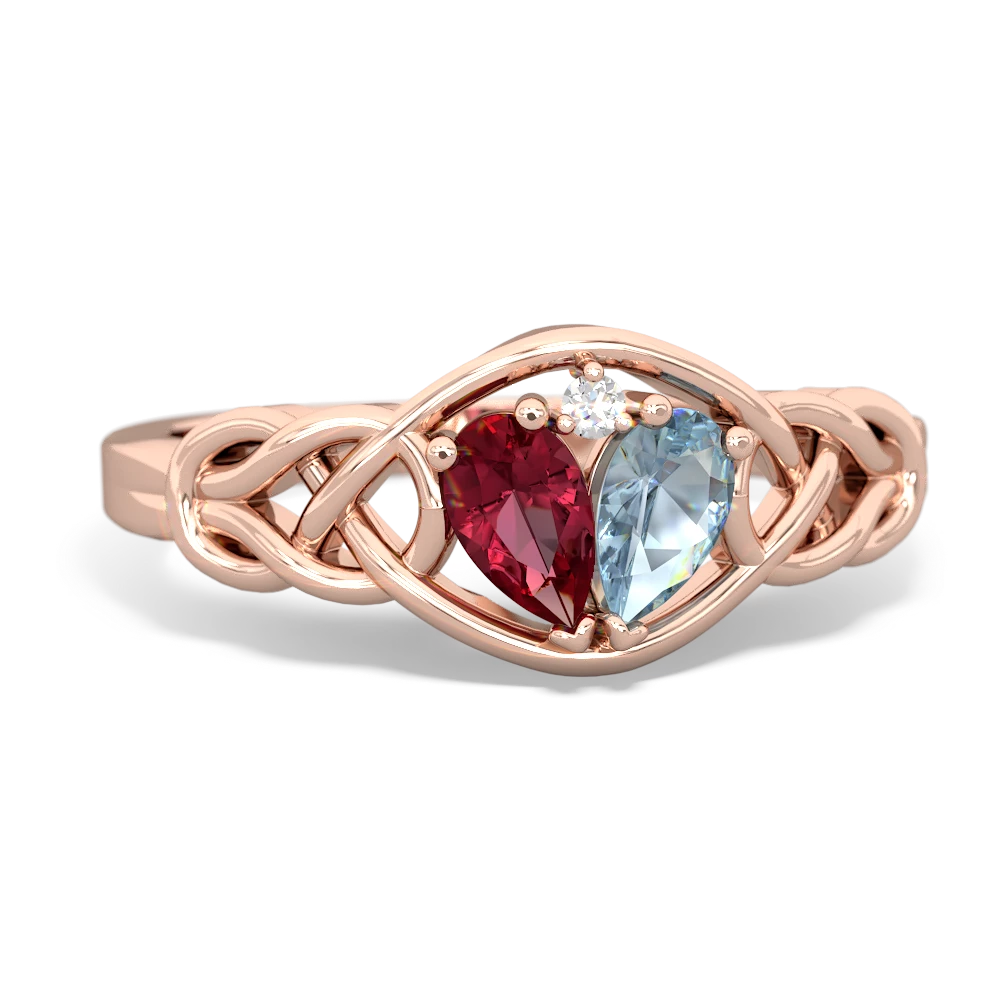 Lab Ruby Celtic Love Knot 14K Rose Gold ring R5420