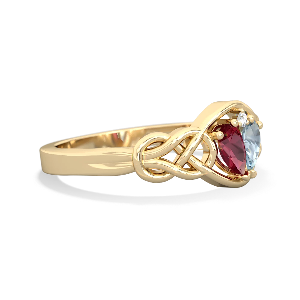 Lab Ruby Celtic Love Knot 14K Yellow Gold ring R5420