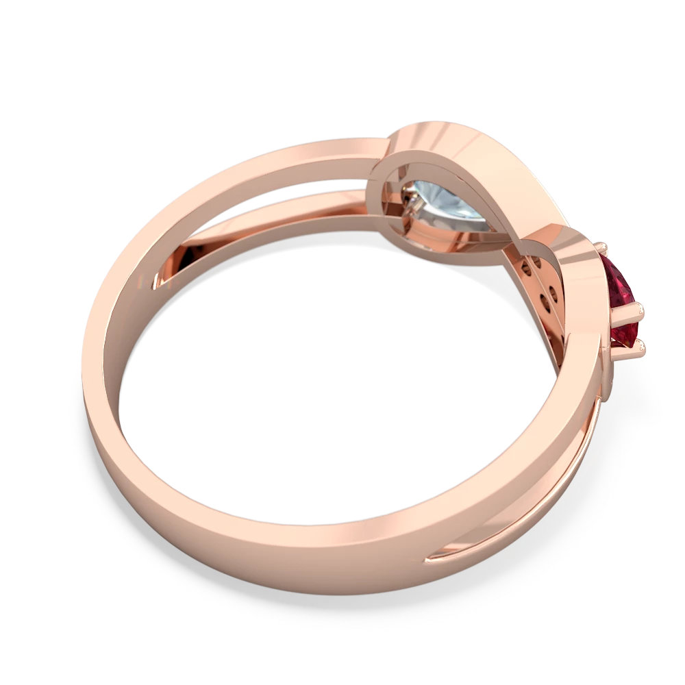 Lab Ruby Diamond Infinity 14K Rose Gold ring R5390