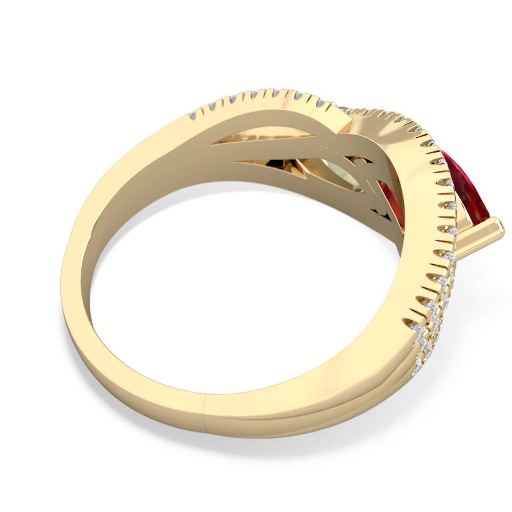 Lab Ruby Diamond Rivers 14K Yellow Gold ring R3070