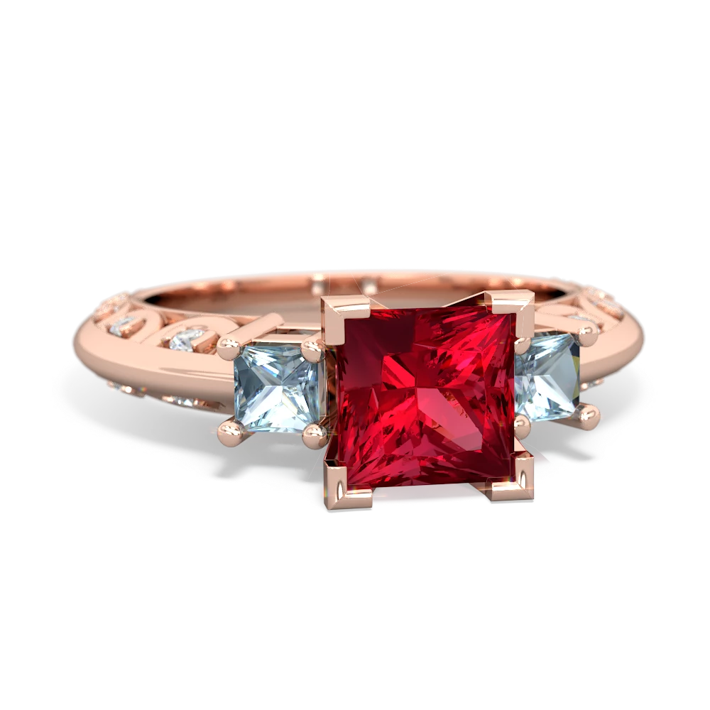 Lab Ruby Eternal Embrace Engagement 14K Rose Gold ring C2001