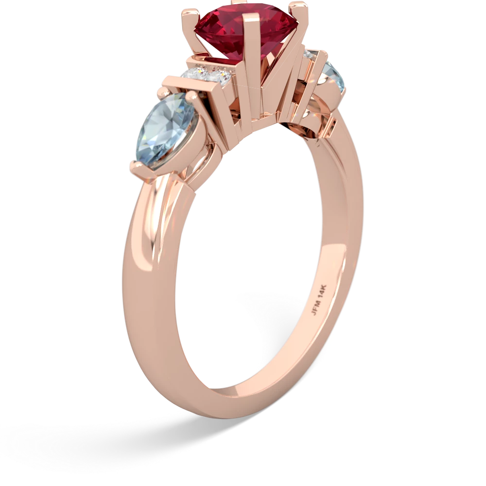 Lab Ruby 6Mm Round Eternal Embrace Engagement 14K Rose Gold ring R2005