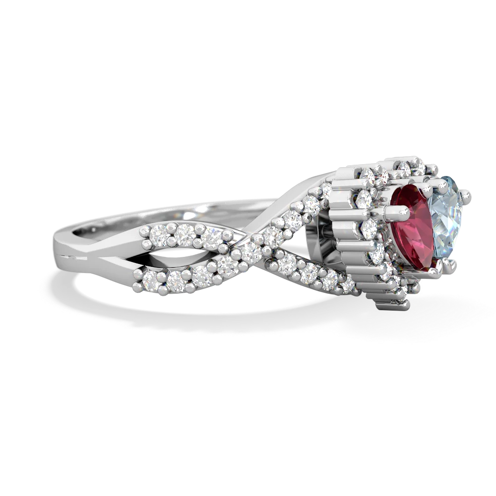 Lab Ruby Diamond Twist 'One Heart' 14K White Gold ring R2640HRT