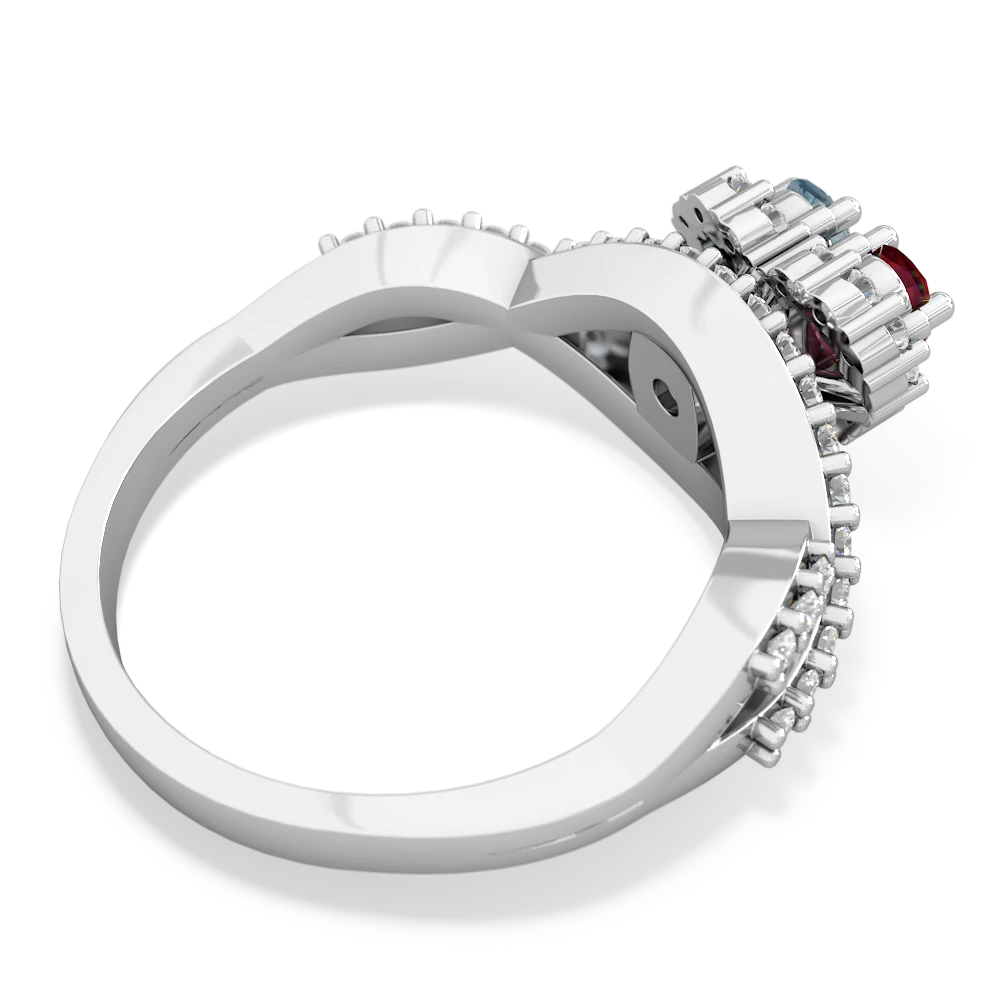 Lab Ruby Diamond Twist 'One Heart' 14K White Gold ring R2640HRT