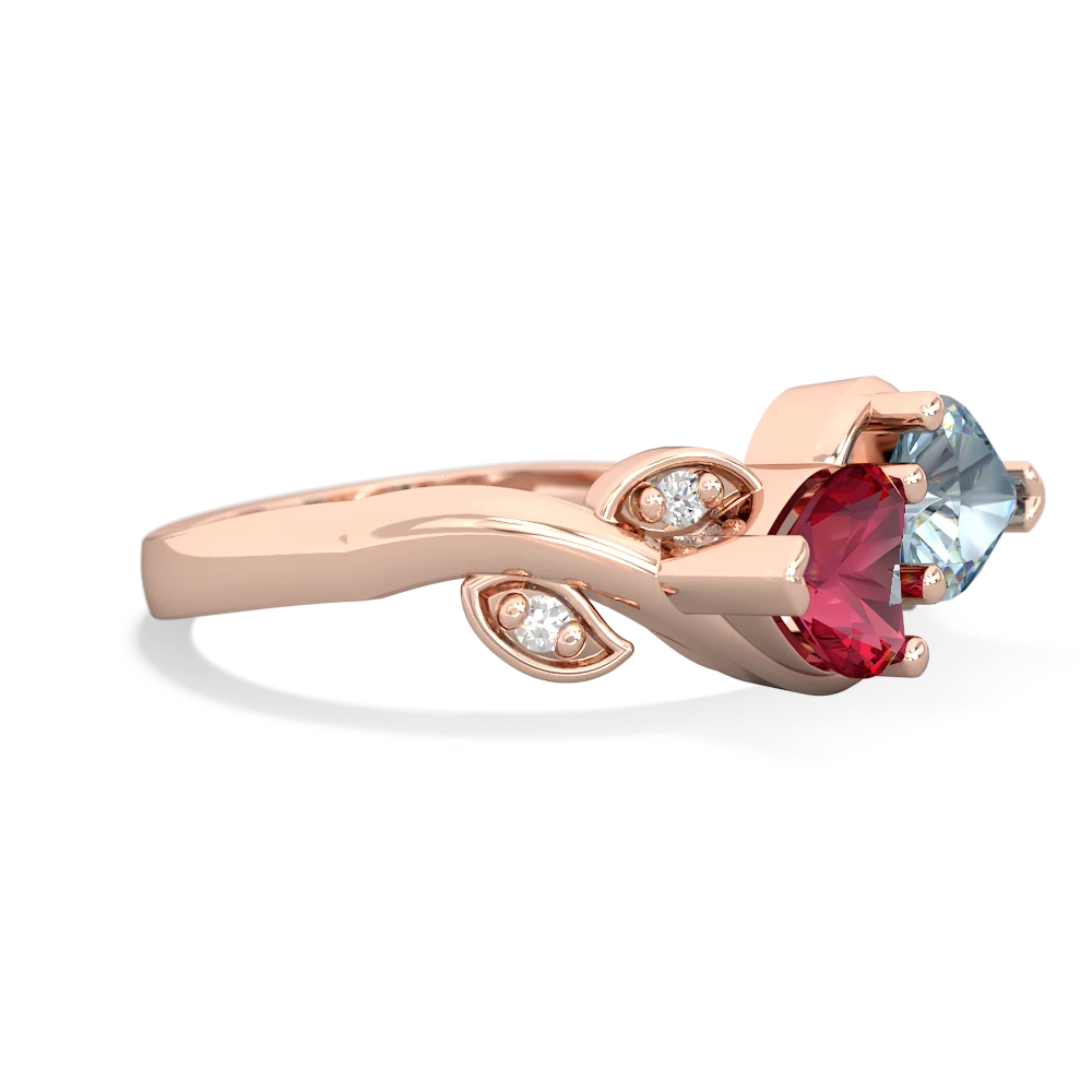 Lab Ruby Floral Elegance 14K Rose Gold ring R5790