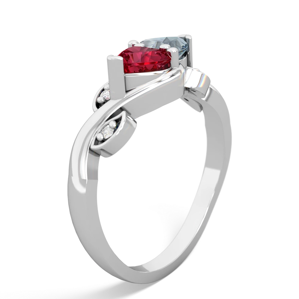 Lab Ruby Floral Elegance 14K White Gold ring R5790