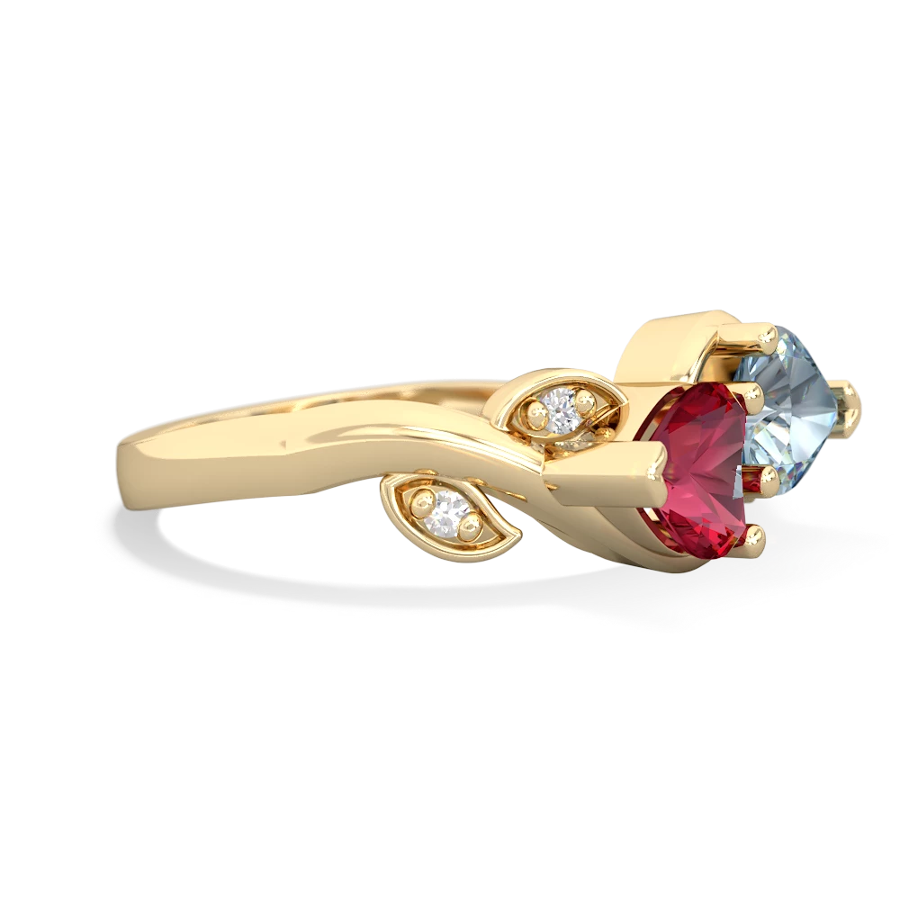 Lab Ruby Floral Elegance 14K Yellow Gold ring R5790