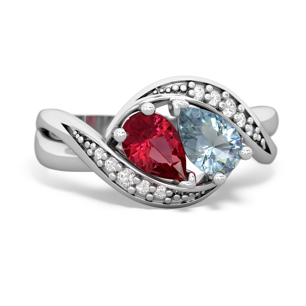 Lab Ruby Summer Winds 14K White Gold ring R5342