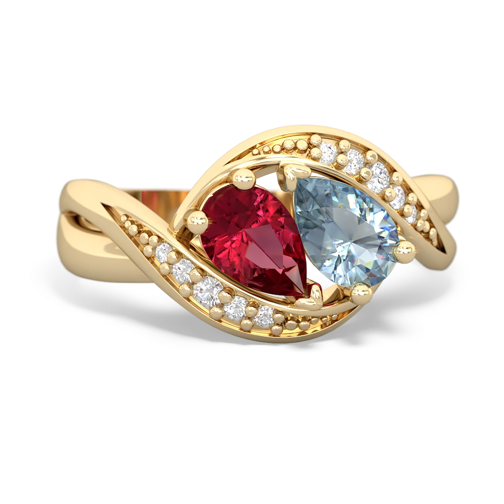 Lab Ruby Summer Winds 14K Yellow Gold ring R5342