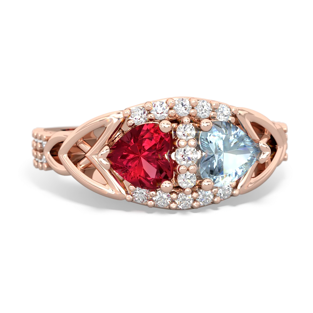 Lab Ruby Sparkling Celtic Knot 14K Rose Gold ring R2645