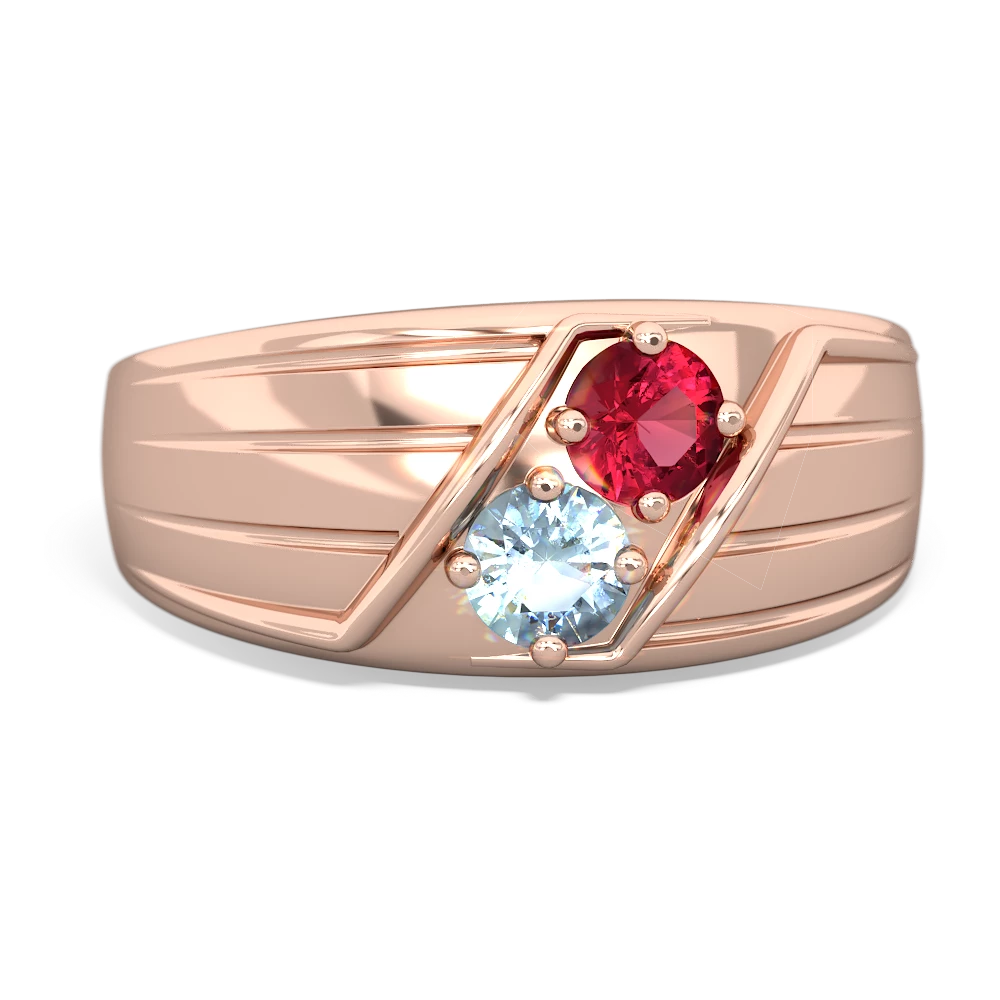 Lab Ruby Men's Streamline 14K Rose Gold ring R0460