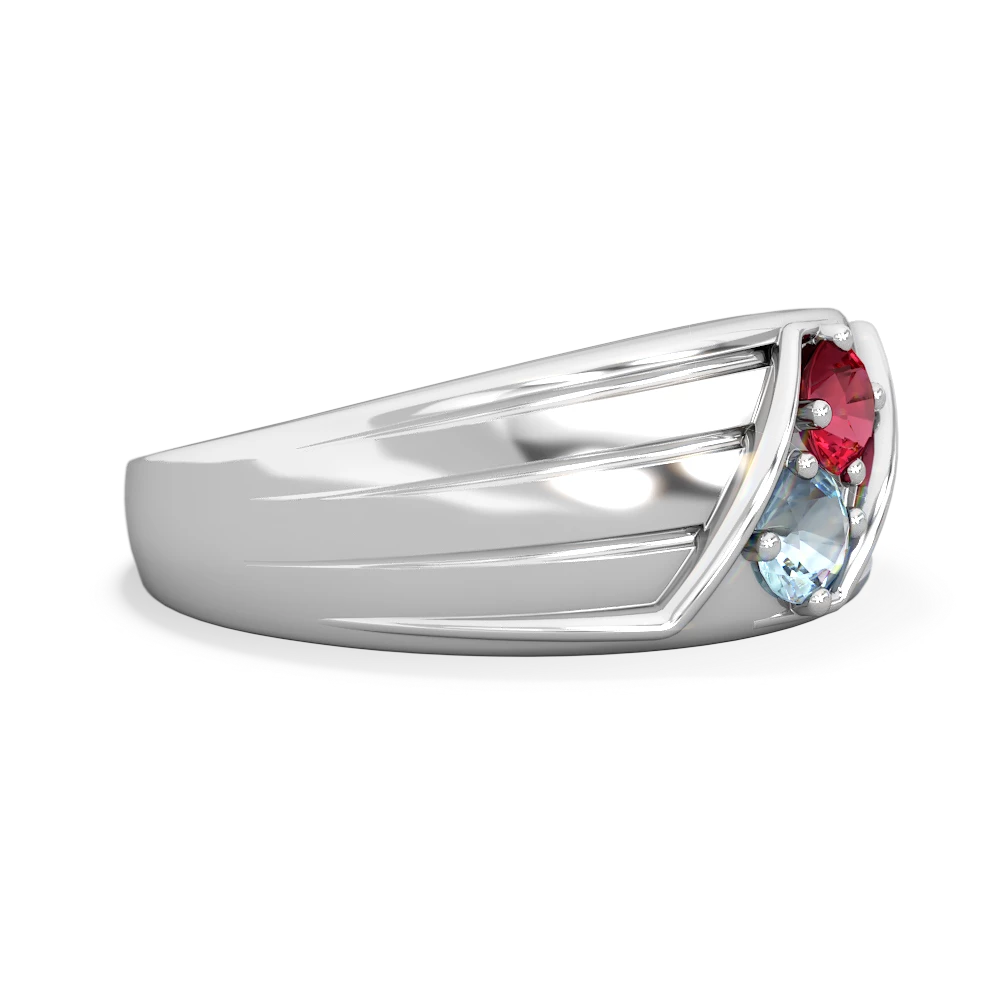 Lab Ruby Men's Streamline 14K White Gold ring R0460