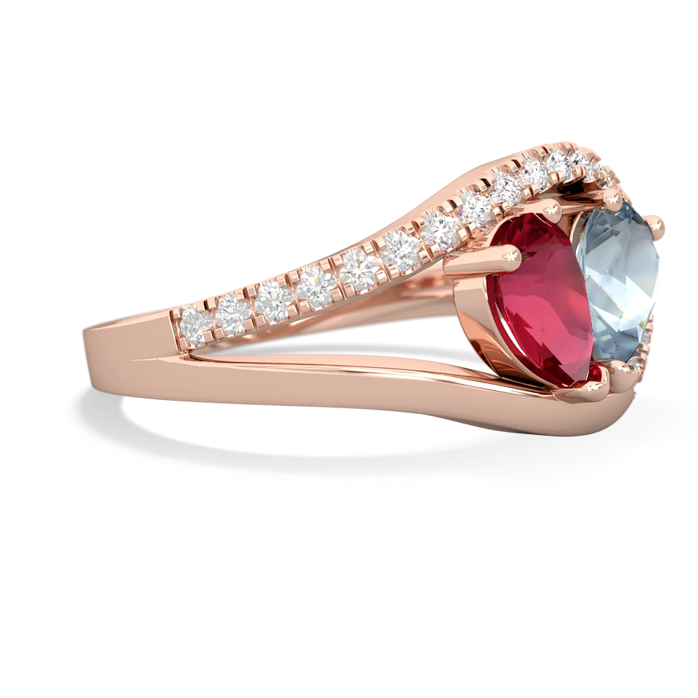 Lab Ruby Nestled Heart Keepsake 14K Rose Gold ring R5650