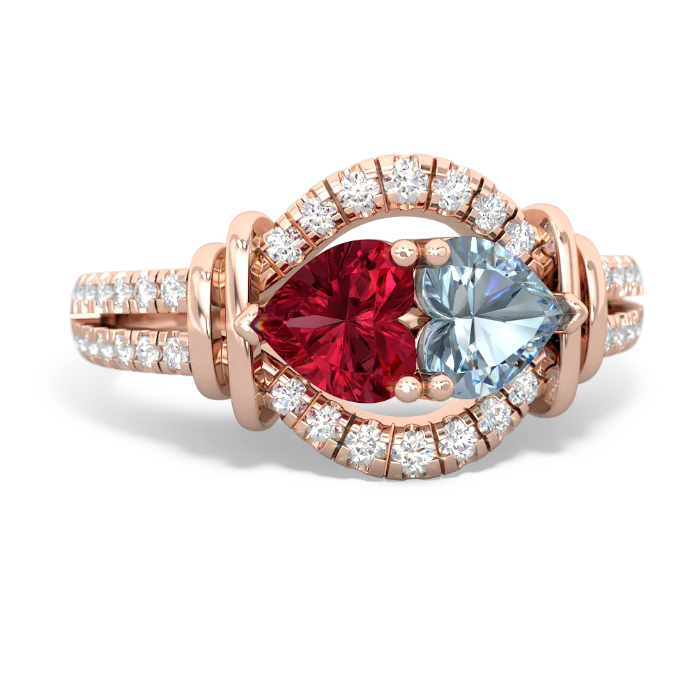 Lab Ruby Art-Deco Keepsake 14K Rose Gold ring R5630