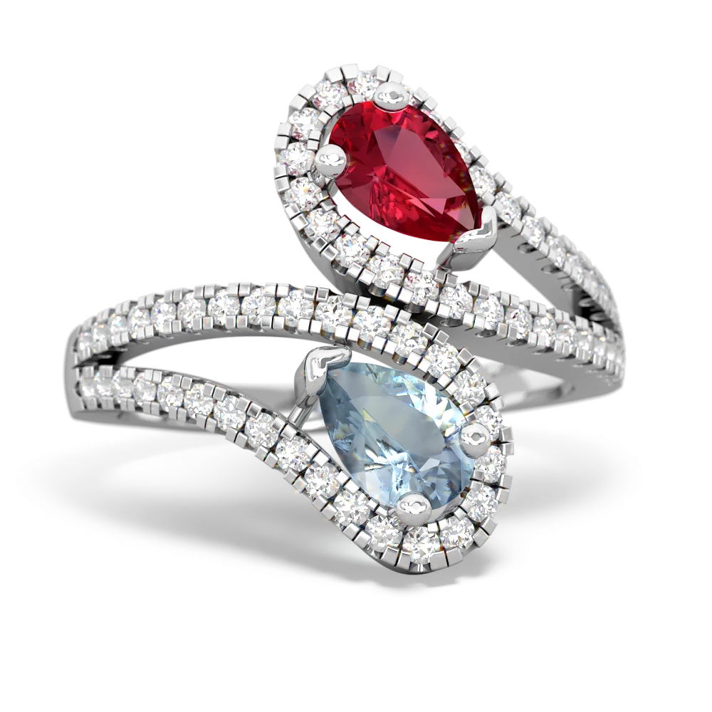 Lab Ruby Diamond Dazzler 14K White Gold ring R3000