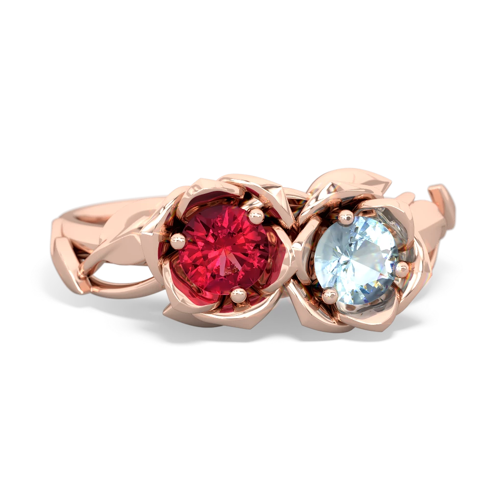 Lab Ruby Rose Garden 14K Rose Gold ring R5510