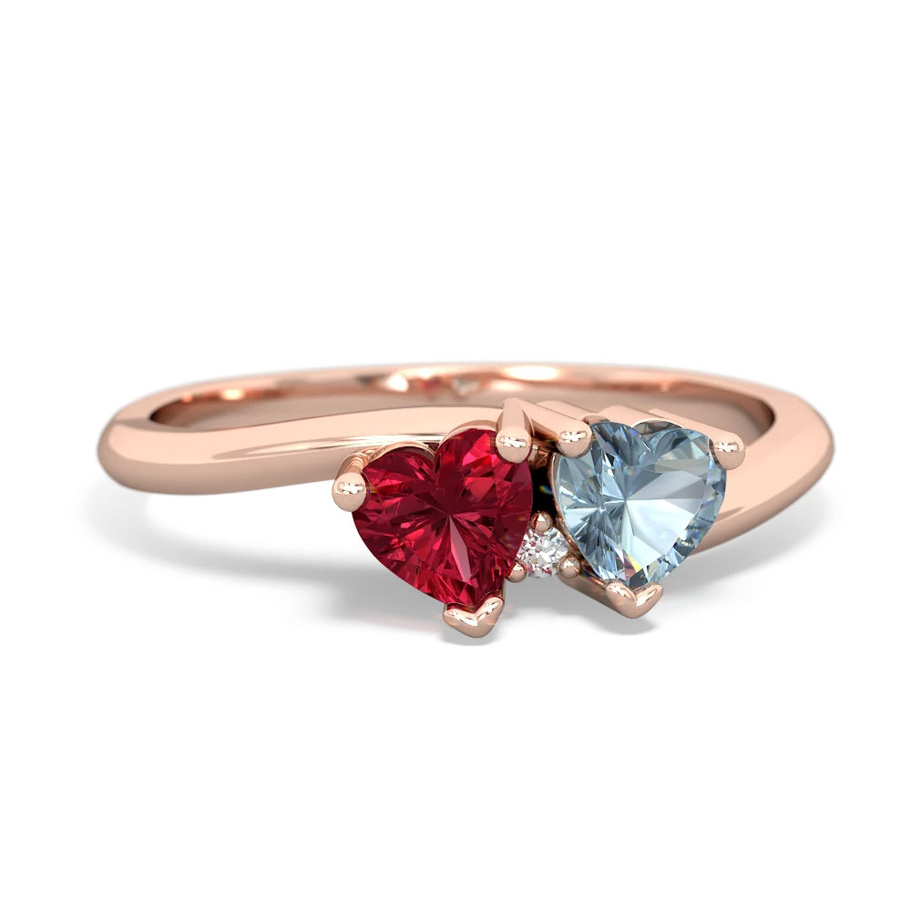 Lab Ruby Sweethearts 14K Rose Gold ring R5260