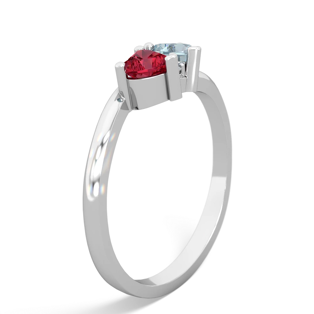 Lab Ruby Sweethearts 14K White Gold ring R5260