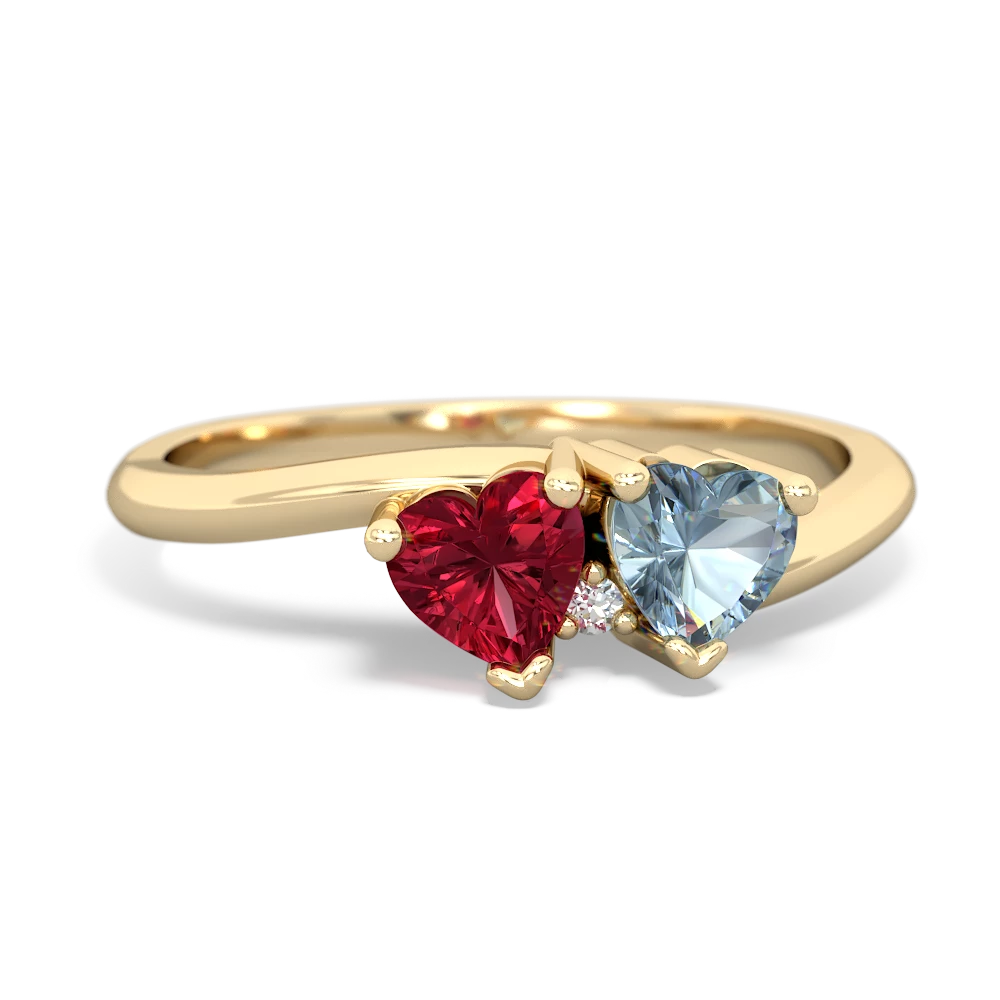 Lab Ruby Sweethearts 14K Yellow Gold ring R5260