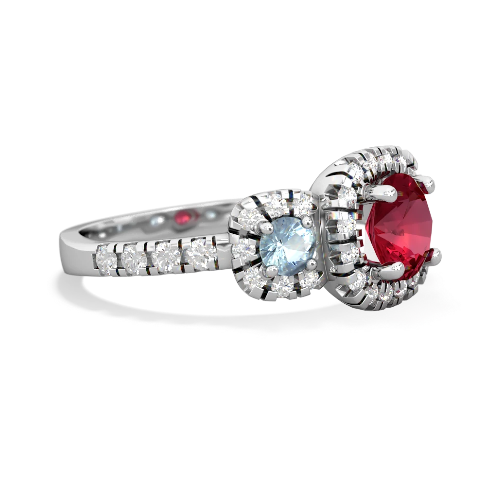 Lab Ruby Regal Halo 14K White Gold ring R5350