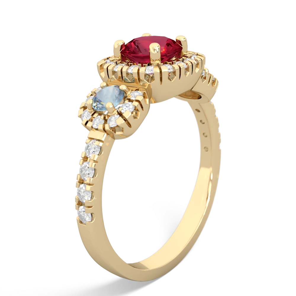 Lab Ruby Regal Halo 14K Yellow Gold ring R5350