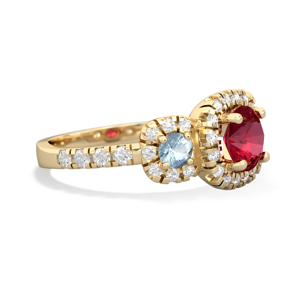 Lab Ruby Regal Halo 14K Yellow Gold ring R5350