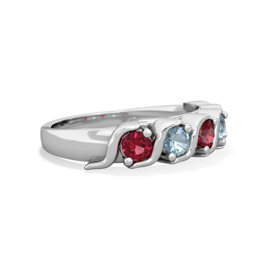 Lab Ruby Anniversary Band 14K White Gold ring R2089