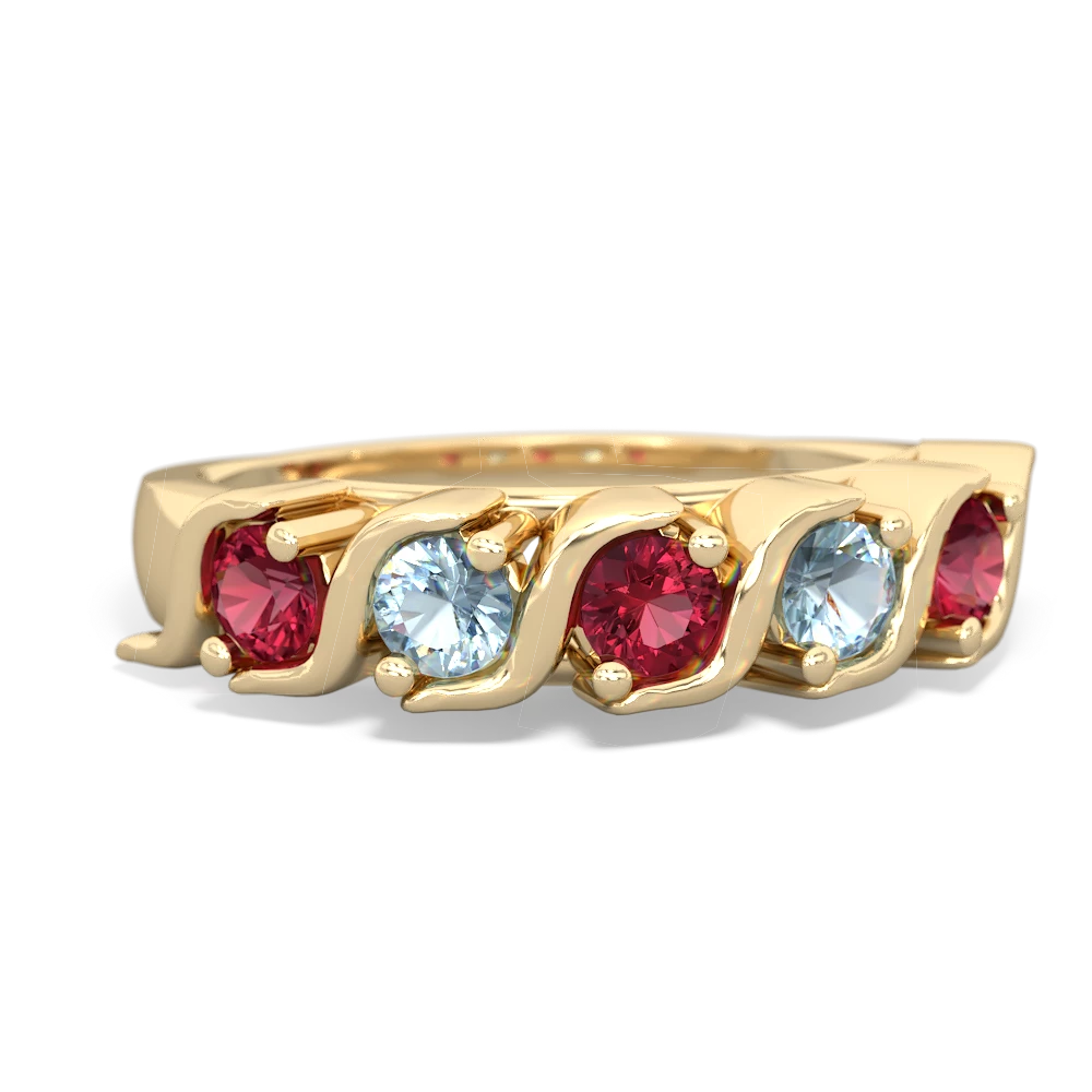 Lab Ruby Anniversary Band 14K Yellow Gold ring R2089