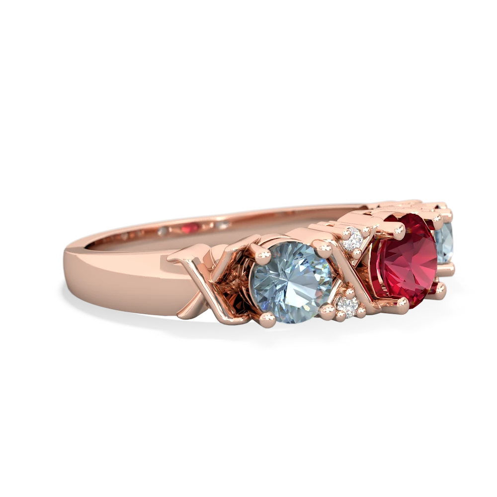 Lab Ruby Hugs And Kisses 14K Rose Gold ring R5016