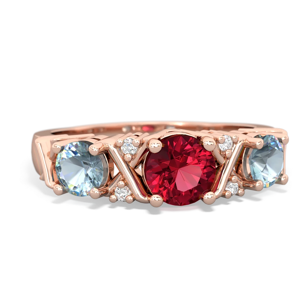 Lab Ruby Hugs And Kisses 14K Rose Gold ring R5016